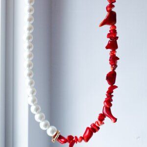 Elegant Red and White Necklace